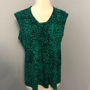 Dana Buchman Green leopard sleeveless blouse